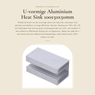 Dailygoods - U-vormige Aluminium Heat Sink 100x50x50mm - Efficiënte Koeler voor Elektronica
