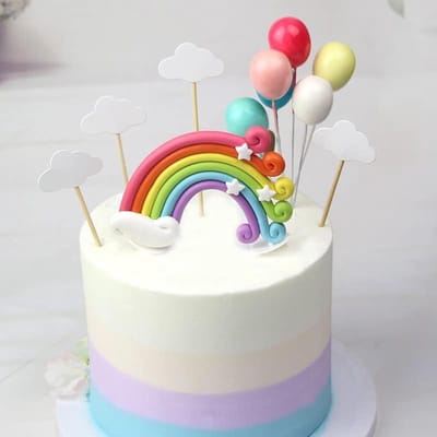 Cake Decoratie - Verjaardag - Regenboog - Ballonnen - Wolken - Taart Topper - Verjaardagstaart Decoratie voor Kinderen - Meisjes - Jongens - Vrouwen - Bruiloft - Andere Feesten