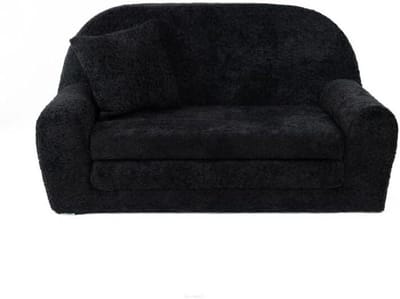 Kinderbankje Uitklapbaar - Pluche Kinderbank - Spelen en Ontspannen - Oeko-Tex Gecertificeerd - 78 x 45 cm - Zwart