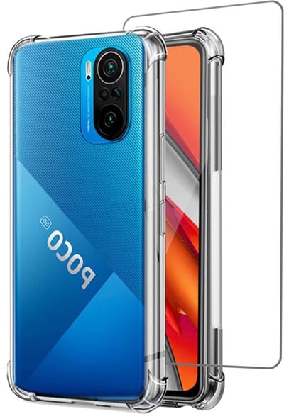 Geschikt voor Xiaomi Poco F3 5G Hoesje - Case Transparant + Screenprotector - Beschermglas