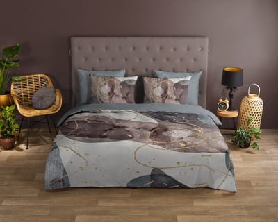 Good Morning dekbedovertrek moderne print - 1 persoons 140x200/220 cm - Grijs - 100% Katoen renforc�