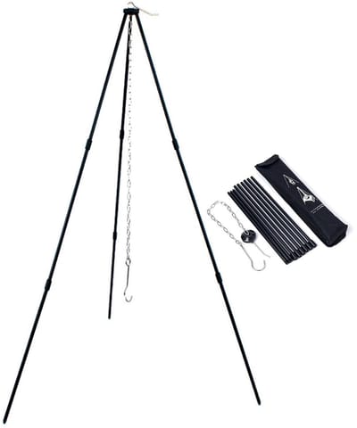 LIVIA HOME- Kookstatief Opvouwbaar - Aluminiumlegering - Lichtgewicht - Verstelbare Ketting - Draagtas - Duurzaam en Temperatuurbestendig - Kampeerstatief
