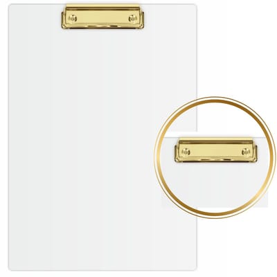 Schrijftablet A5 met Gouden Klem - Wit PVC, Elegant