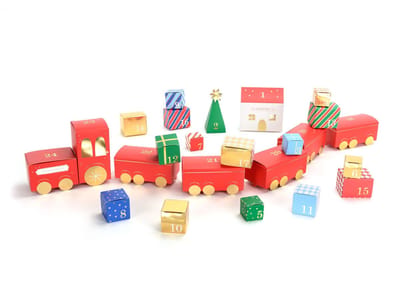 PARTYDECO - DIY Adventskalender Trein Kit met 24 Doosjes voor Kerst