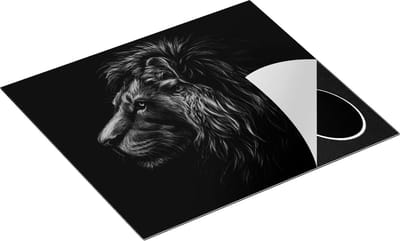 Chefcare Inductie Beschermer Getekende Leeuw - Leeuwenkop - Kleur - Zwart Wit - 60x50 cm - Afdekplaat Inductie - Kookplaat Beschermer - Inductie Mat