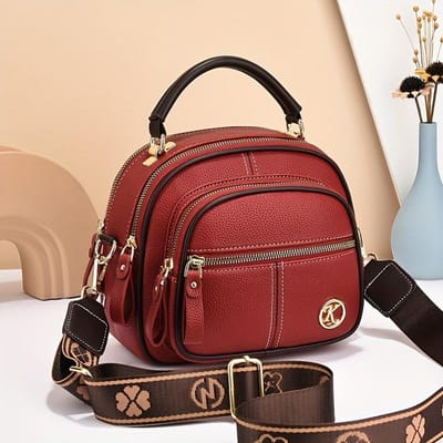 Damesmode Honderd Kleine Handtas Multi-Zak Casual Schouder Crossbody Tas Gelaagd Design Verstelbare Schouderband brown