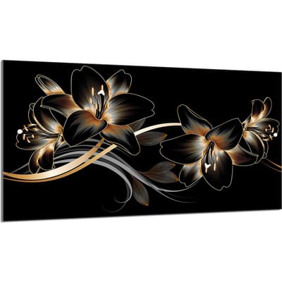 TMK ArtDeko Orchidea Serie - Glazen Beschermplaat voor Fornuis - 90x52 cm - Gehard Glas
