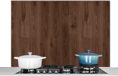 Spatscherm keuken 120x80 cm - Kookplaat achterwand Bruin - Patronen - Hout - Muurbeschermer - Spatwand fornuis - Hoogwaardig aluminium