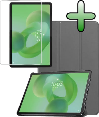 Hoesje Geschikt voor Lenovo Idea Tab - Met Screenprotector - Trifold Bookcase - Hard Cover - Hardcover Book Case - Tablet Hoes - Grijs