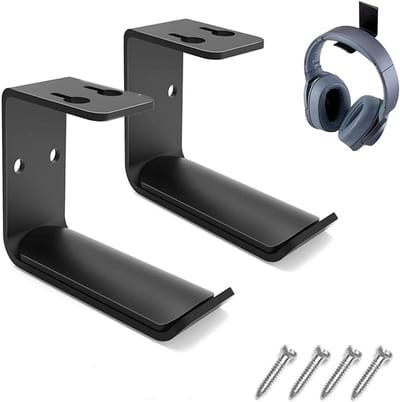 2 Pcs Headphone Stand - Headset Holder Hook - Hoofdtelefoonhouder - Oordopjeshouder - Zwart (met 4 Pcs Schroeven)