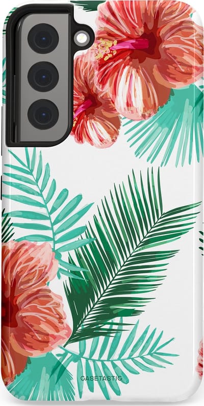 Casetastic Hoesje Geschikt voor Samsung S22 - Stijlvolle Beschermende Duo-layer Case - Exotisch Roze Flora