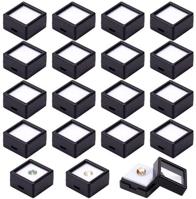Dailygoods- Edelsteen Displaybox - Zwarte Sieradendoos - Transparante Doos - Acryl Doosje - 36 Stuks - 2,95x2,95x1,65cm - Beschermt Sieraden