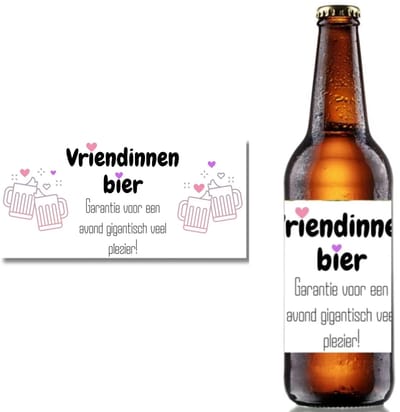 Bieretiket Vriendinnen Bier – Garantie voor een Avond Plezier – Origineel Cadeau Vriendinnen – Etiket Bierflesje 30cl 33cl
