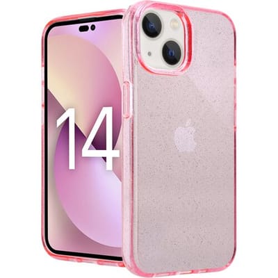 ShieldCase telefoonhoesje geschikt voor Apple iPhone 14 TPU Glitter case - roze - Hoesje met glitter - Siliconen backcover case - Glitters