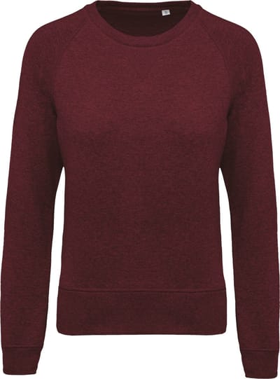 Kariban Damessweater BIO ronde hals raglanmouwen K481 - Wine Heather - XS