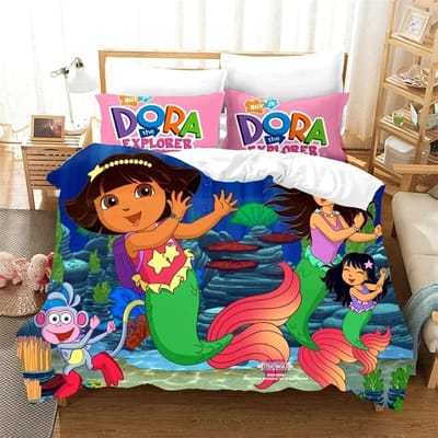 3D Print D-Dora Cartoon Ontdekkingsreiziger Beddengoed Set Dekbedovertrek Bedset Dekbedovertrek Kussensloop Dekbed King Queen Size Jongens Volwassene 200x230cm 3pcs