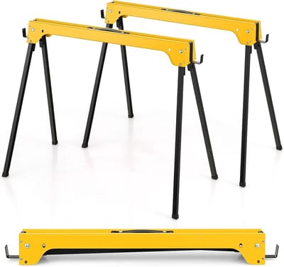COSTWAY Set van 2 steigerbokken, klapbok, tot 600 kg, werkbokken inklapbaar, opvouwbare bok met handgreep, steunbok, zaaghulp, werkbok, metaal, onderstelbok, zaagblokken, zaagpaard