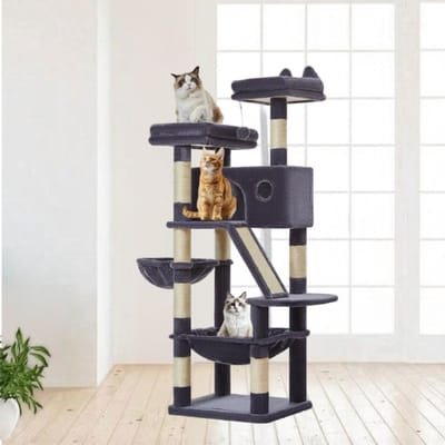 MRKK® Krabpaal Voor Grote Katten - Krabton - Kattenhuis -Donkegrijs
