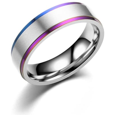 Mode Kleurrijke Tweekleurige Titanium Stalen Ring Gematteerde Ring Mode Europese En Amerikaanse Roestvrijstalen Liefdesring Sieraden white