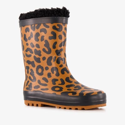 Mountain Peak gevoerde kinder regenlaarzen met luipaardprint - Bruin - 100% stof- en waterdicht - Maat 23