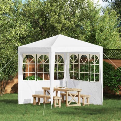 vidaXL - Party - Tent - Zijwand - 2 - st - 200 - x - 195 - cm - Wit - PE - en - staal