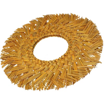 Stro Gevlochten Hangende Spiegel Decoratie Retro Scandinavische Stijl Ronde Handgeweven Kapspiegel Geelgoud goud