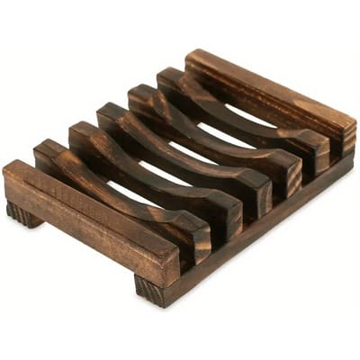 Elegante houten zeepbak met zelfdrainende functie - Rechthoekig, stijlvolle bad- en douchehouder, natuurlijke houtafwerking, ontwerp voor meerdere zeepstukken