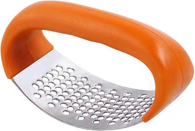 Knoflookpers van roestvrij staal , robuuste knoflookmolen van roestvrij staal met dunschiller en reinigingsborstel voor het hakken van knoflook, keukengerei (1 stuk)