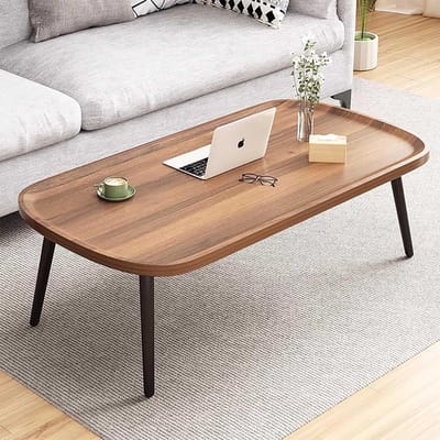 Ovale salontafel - Bijzettafel - Woonkamer decoreren - Walnoot houtnerf - 100cm breed - Bruin