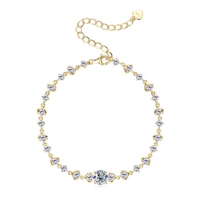 Lumici® Exclusive | Endless Love Moissanite Armband - 3.08 Carat Totaal - 1.0CT Center Stone - GRA Gecertificeerd - Geelgoud Verguld S925 - Luxe Repeating Design - Voor Haar - Moederdag - Valentijnscadeau - Verrassing - Goud & Witgoud