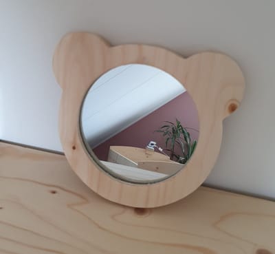 Spiegel Beer - Medium / Middel - Kinderkamer - Babykamer - Dierenspiegel - Berenkop - Dierenkop - Decoratie van hout