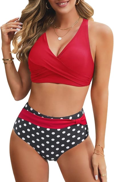 Solidchoice - Push Up Bikini Set voor Vrouwen, Hoog Taille, Sexy V-Hals