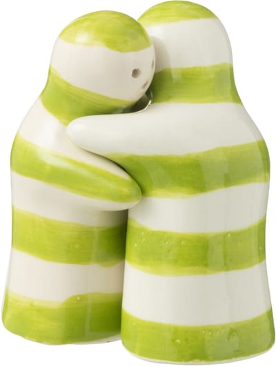 J-Line peper- en zoutmolen set Granada Stripes - keramiek - wit/groen