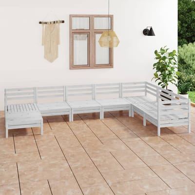 vidaXL - 8-delige - Loungeset - massief - grenenhout - wit