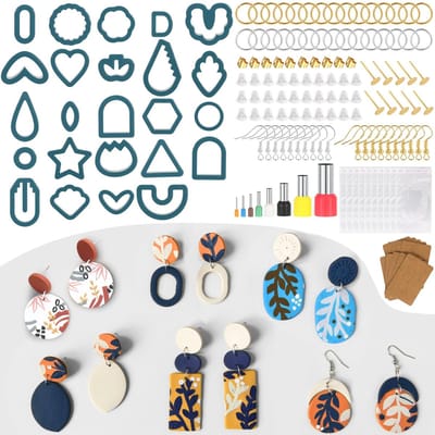 Allecto - Polymeerklei uitsteekvormpjes - Oorbellen maken - 142 stuks - Kunststof cutters - Creatief met klei - Geschikt voor sieraden maken - Blauw