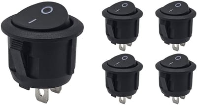 ProRide Wipschakelaar ON/OFF KCD2-202 - 2-pins - Rond ?20mm - 250V/6A - Zwart - 5 stuks