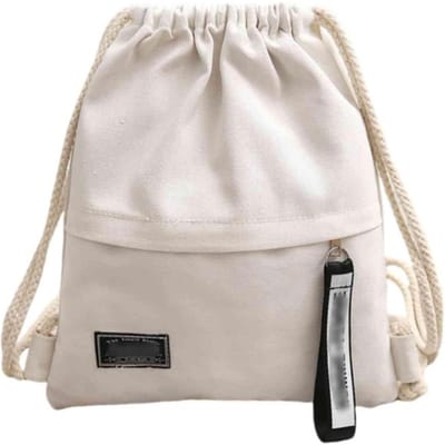 Sac d'école en toile Sac à dos à double épaule avec cordon de serrage Poche à cordon de serrage Sac à dos décontracté portable Femmes Hommes Sac à dos de voyage-A-DH