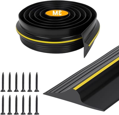 Garage Deur Drempel Sealing Strip, 18mm Hoog Rubber Kit voor Weerbescherming, Waterdichte Drempel met 12 Schroeven en Eenvoudige Installatie