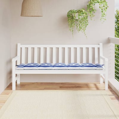 vidaXL - Bankkussen - gestreept - 180x50x7 - cm - stof - gestreept - wit - en - blauw
