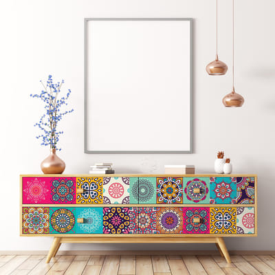Meubeldecoratiestickers - Zelfklevende stickers voor keuken en woonkamer - 24 Coralina meubeltegelstickers - 24 stickers 10x10cm