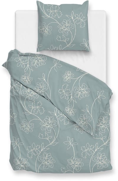 Zohome Alva Dekbedovertrek - Blauw - Eenpersoons - Dekbedhoes van 100% Katoen-Flanel - Bloemen - 140x220 + 1 sloop 60/70 cm - AW25