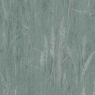 Natuur behang Profhome 790941-GU vliesbehang licht gestructureerd met bloemmotief en metalen accenten groen zilver patinagroen 5,33 m2