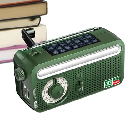 Draagbare Radio - Noodradio Zaklamp - Kamperen Noodsituaties - Drie Energiebronnen - 14.7 cm - Zwart