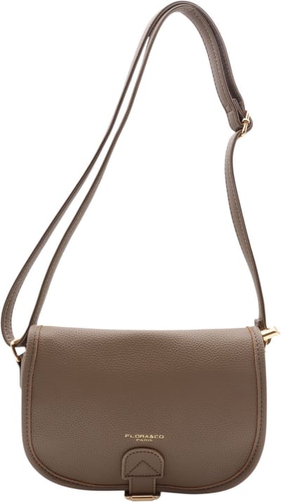 Flora & Co crossbody tasje met flap - ritssluiting - taupe