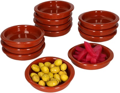 Set van 12 Cazuela kleikommen Bernd met handgrepen 10,5cm XS - 99511