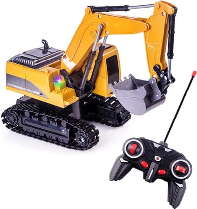 Florixa® Bestuurbare Graafmachine - RC Graafmachine - Graafmachine op Bestuurbare Afstand - 2 Batterijen - Geel - 25cm x 13cm x 8cm