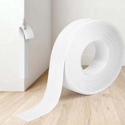 Zelfklevende randbescherming 2 cm x 5 m, decoratieve plint in wit voor keuken, badkamer en toiletten, eenvoudig te installeren en waterbestendig