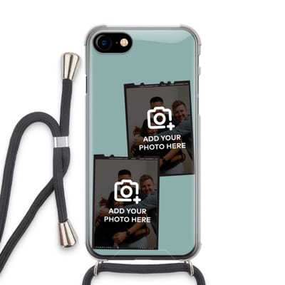 Gepersonaliseerd - Case Company® - Hoesje met koord geschikt voor iPhone SE 2020 hoesje met Koord - Polaroid Zwart - Telefoonhoesje met Zwart Koord - Extra Bescherming aan alle Kanten en Over de Schermrand