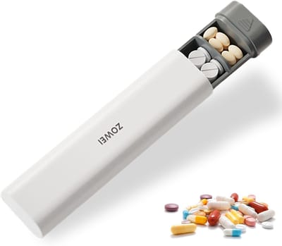 Tabletten Organizer voor 7 Dagen, Handige Reiskoffer voor Vitaminen, Medicijnen en Supplementen, Pillendoos in Wit