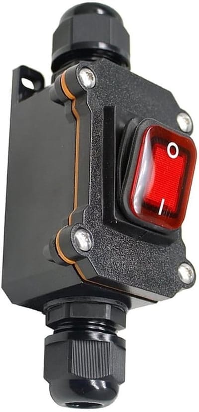 Waterdichte inline schakelaar - IP67, machineschakelaar drukknop kabelschakelaar machinedruktoetsschakelaar tuimelschakelaar voor buiten (DC12V 20A)